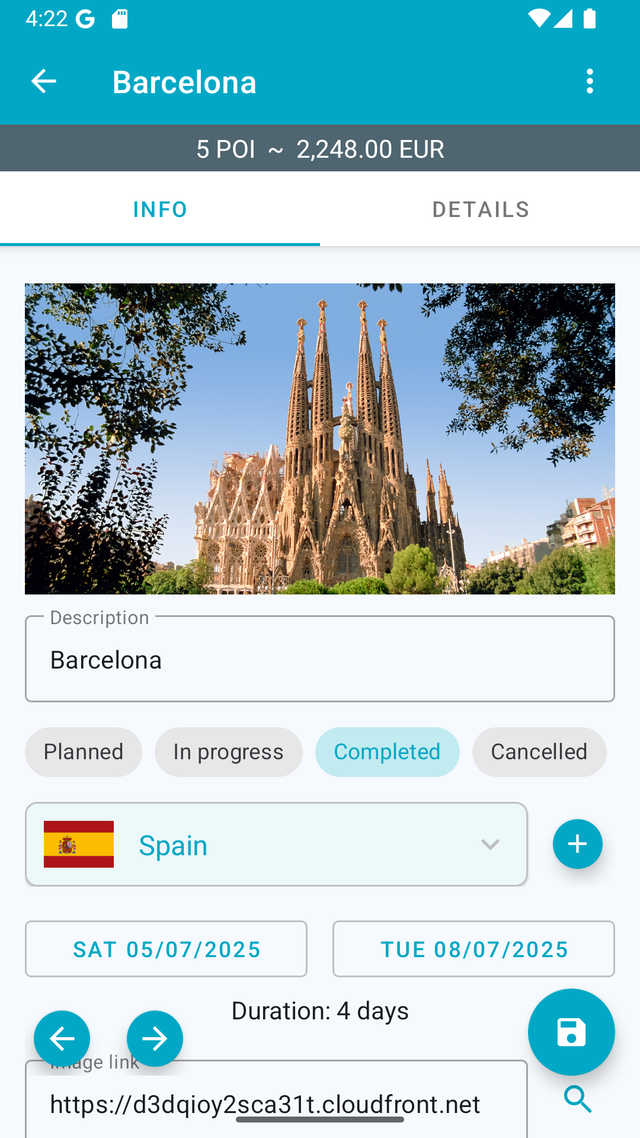 Trip Planner Screenshot 2